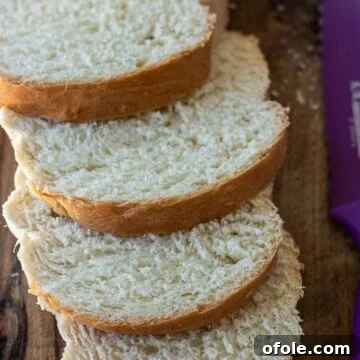 slices of homemade white bread on a chopping board