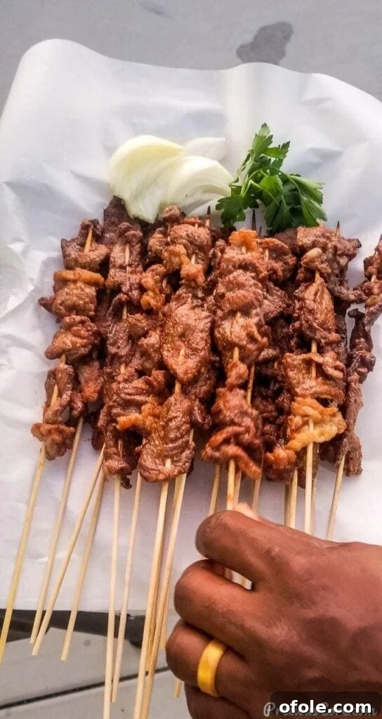 Delicious Beef Soya skewers, a popular Cameroonian street food
