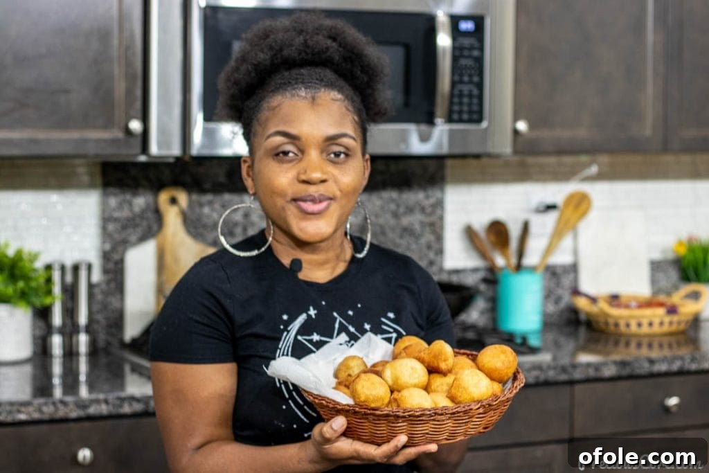 Freshly fried Puff Puff doughnuts, a beloved Cameroonian snack