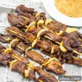 Spicy Cameroonian Beef Suya, also known as West African kebabs