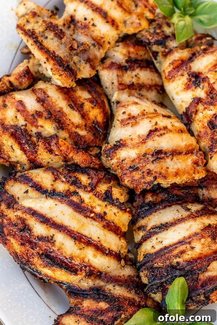 Succulent Grilled Boneless Chicken Thighs 3 Close up of grilled chicken thighs