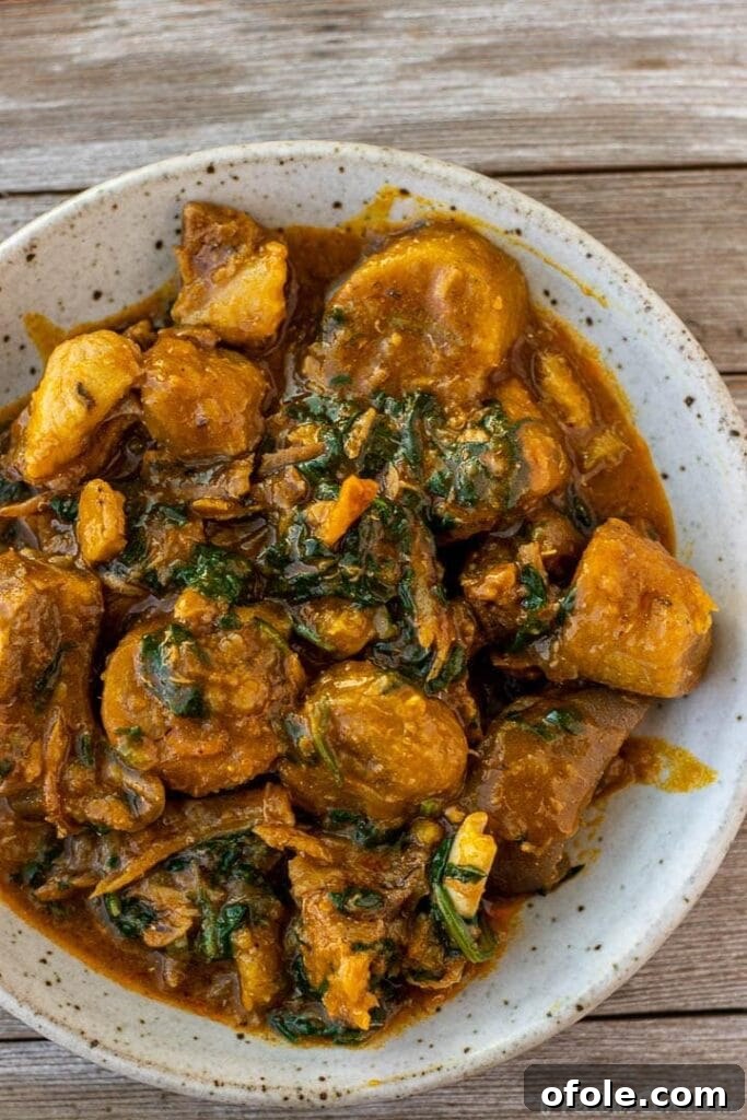 Sese plantain in a bowl, a vibrant Cameroonian one-pot meal