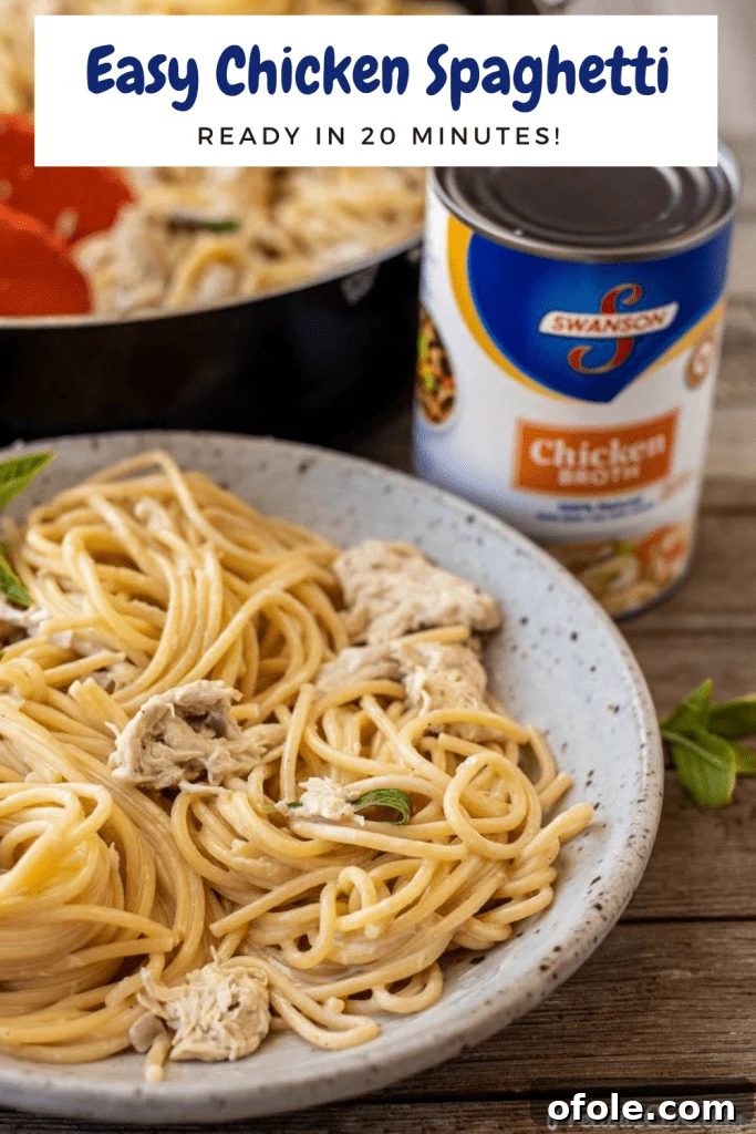 Chicken spaghetti in a bowl.