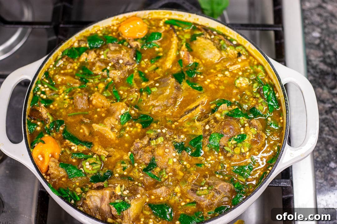 Pot of African Okra Soup