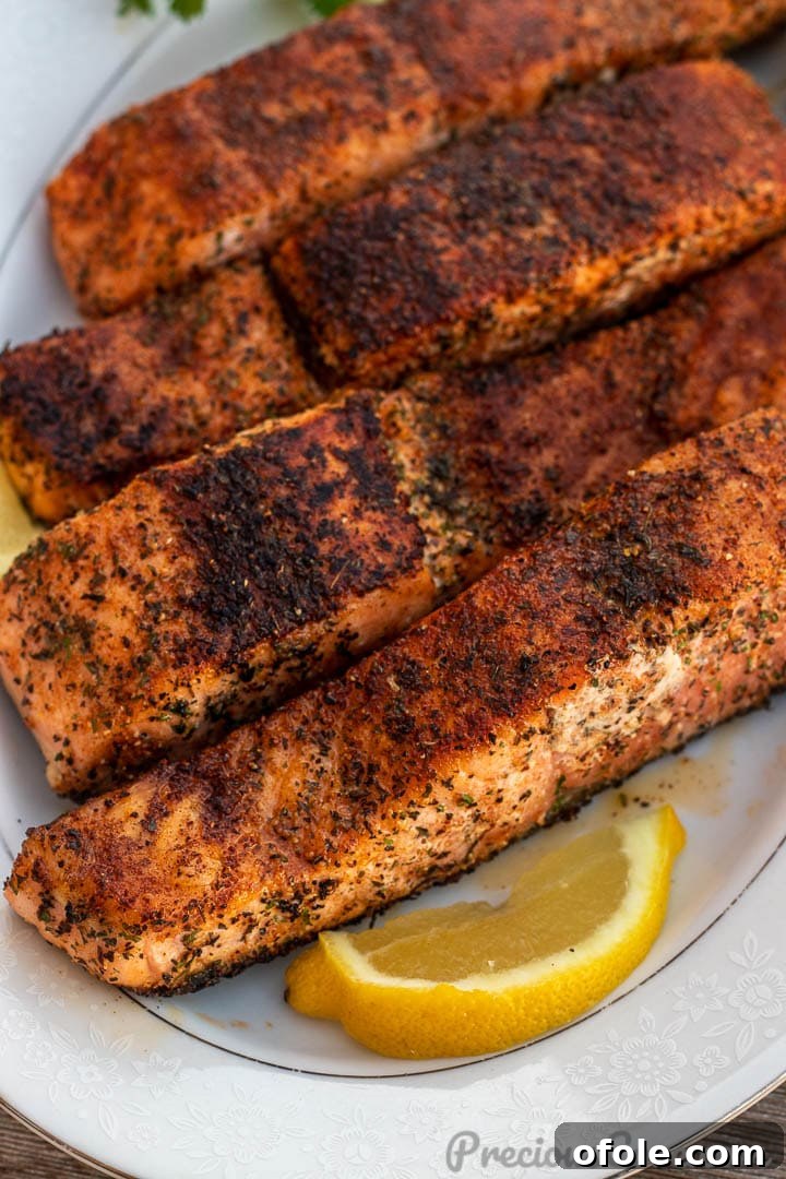Pan-Seared Golden Salmon 11 Close up shot of pan grilled salmon