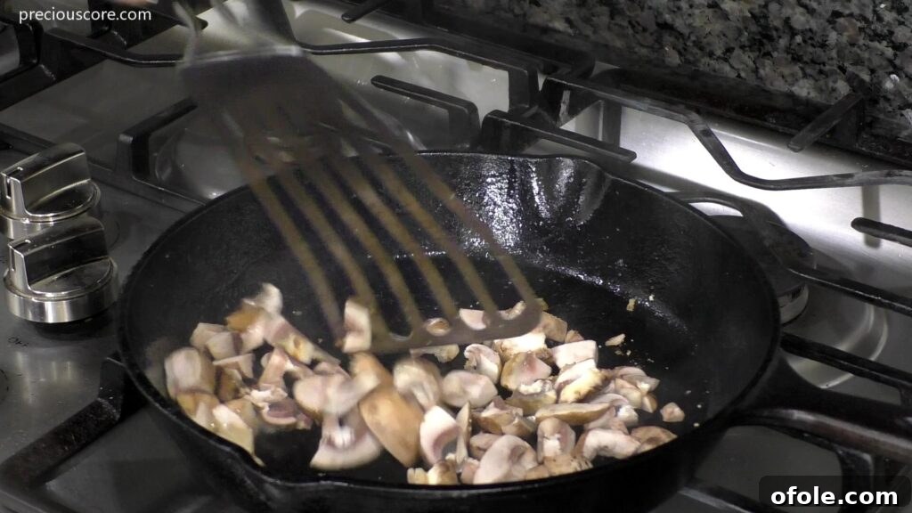 Rustic Potato Frittata 9 Mushrooms in skillet