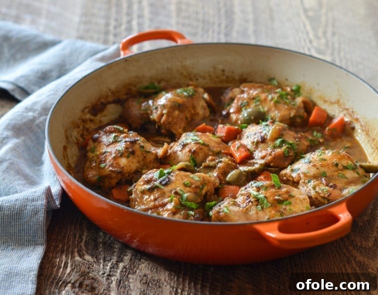 Discover Africa: 20 Irresistible Dinner Recipes 26 Moroccan Chicken Tagine simmering in a traditional cast iron braiser.