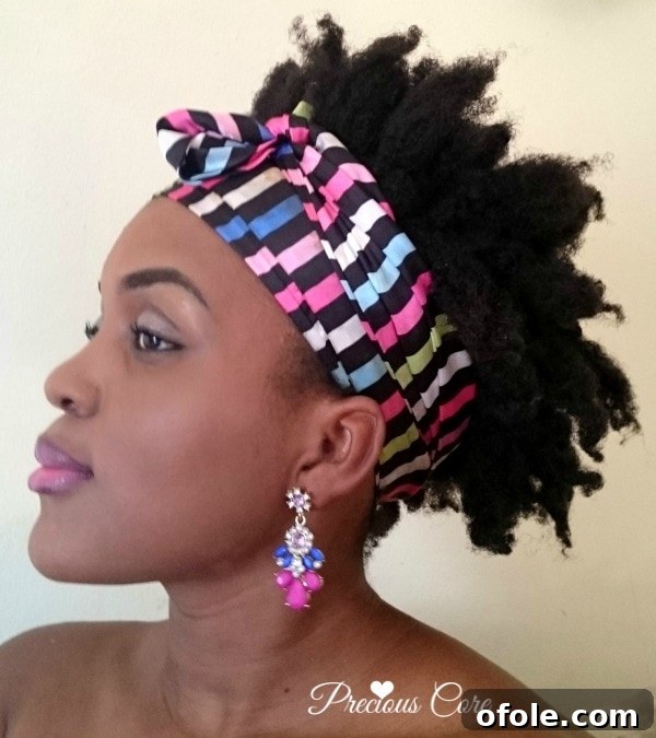 Natural hair Bantu knot out result Side view of natural hair Bantu knot out