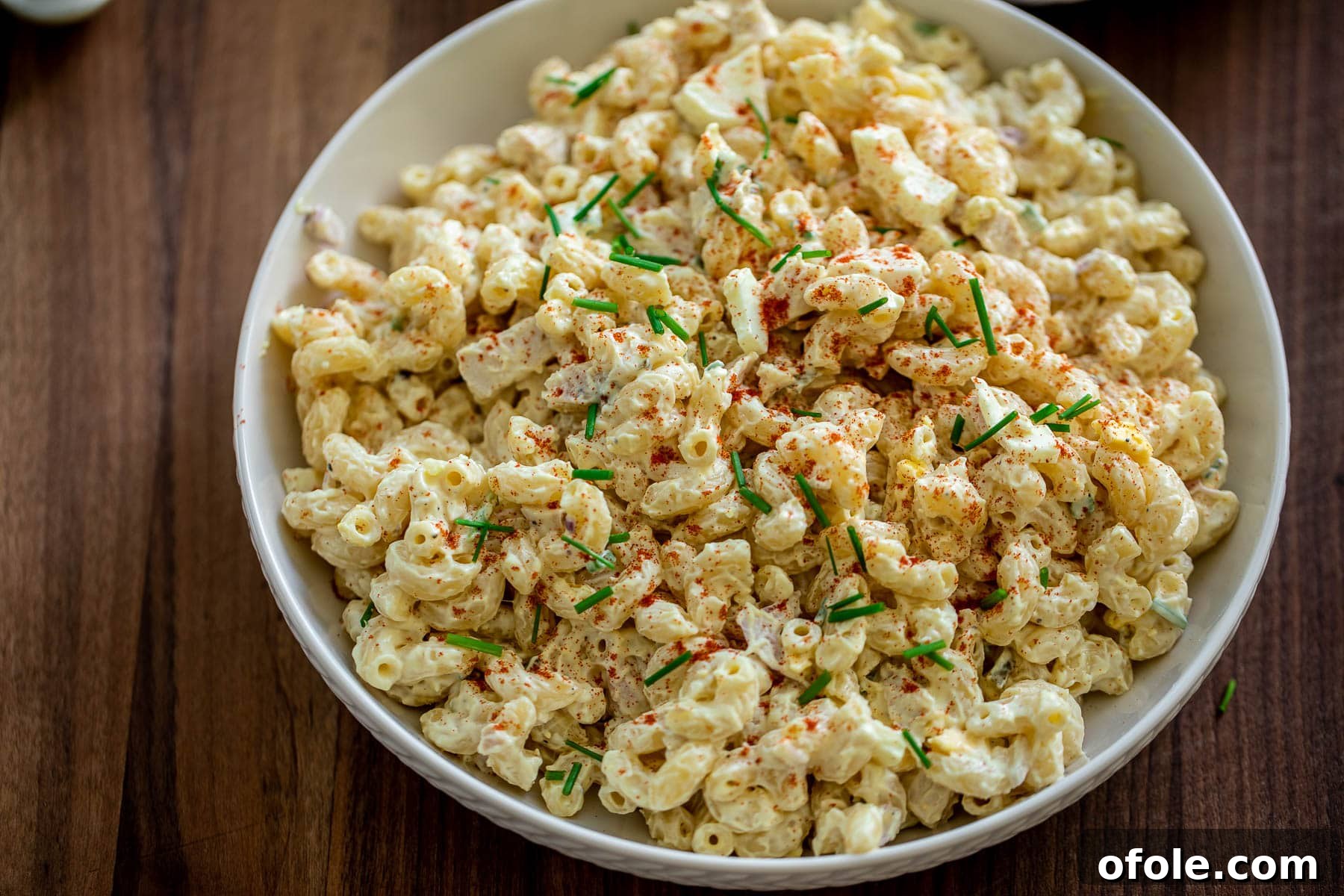 Creamy Chicken Pasta Delight 10 Landscape picture of creamy chicken macaroni salad in a serving bowl.