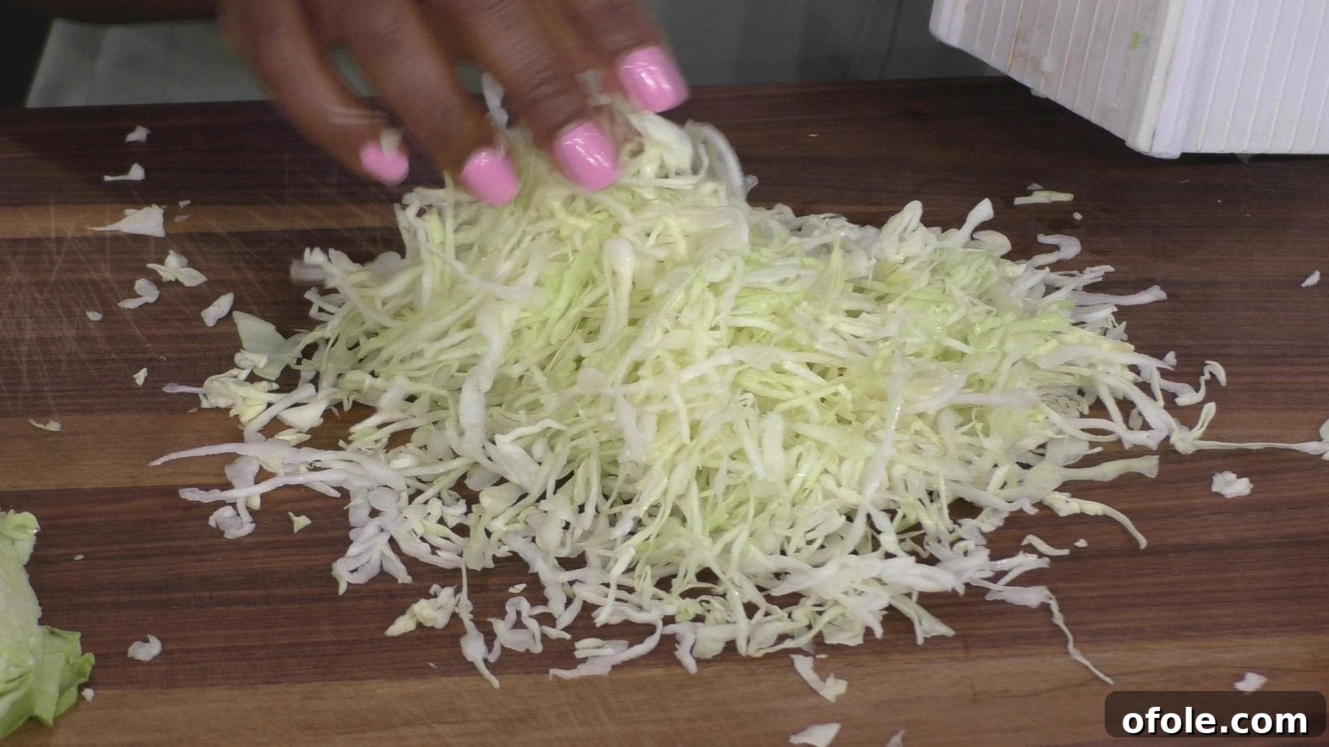 Rustic Beef and Cabbage Stew 4 Perfectly shredded green cabbage from a box grater, ready for cooking
