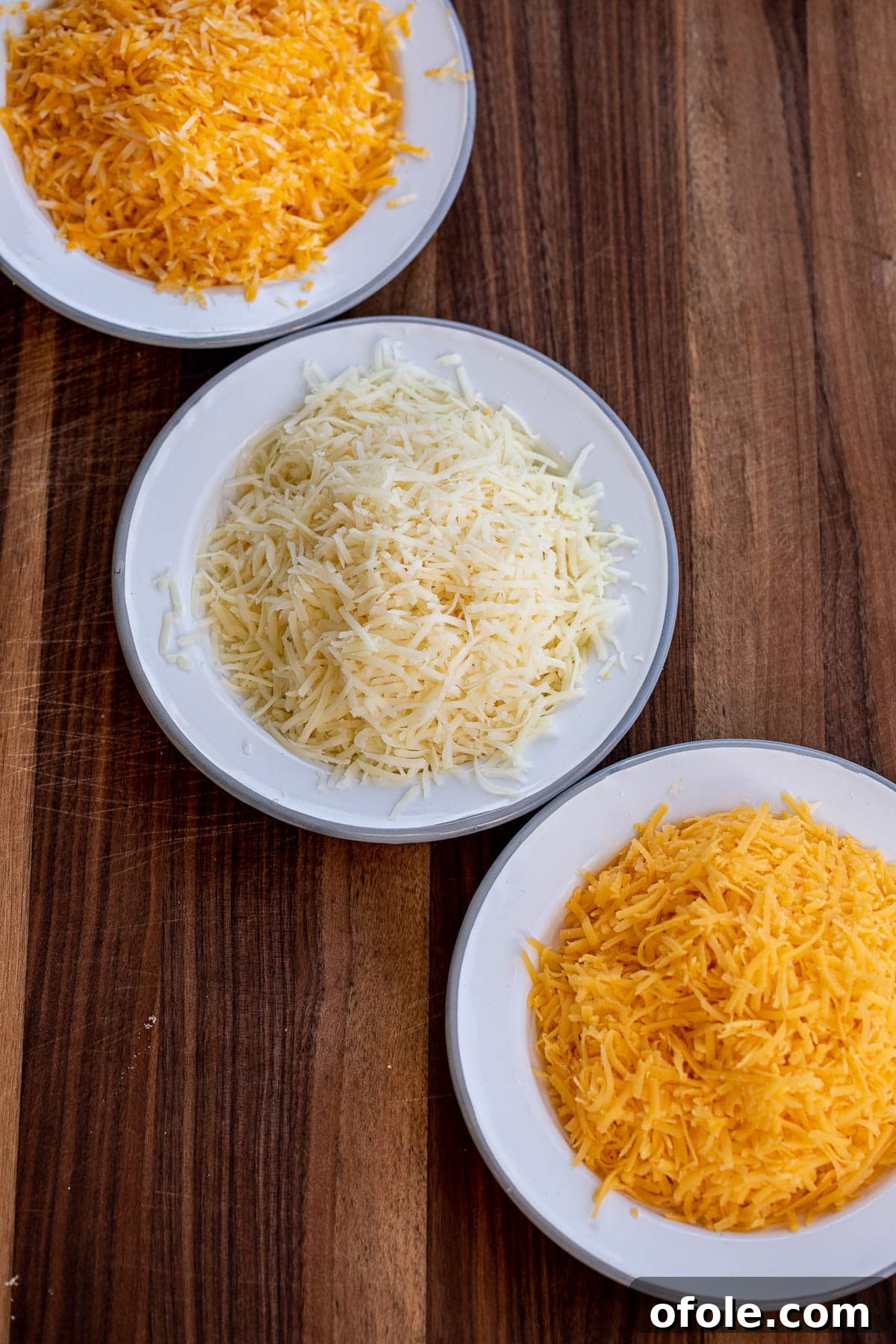 Ultimate Three-Cheese Mac and Cheese 10 Three different types of cheese blocks for making mac and cheese