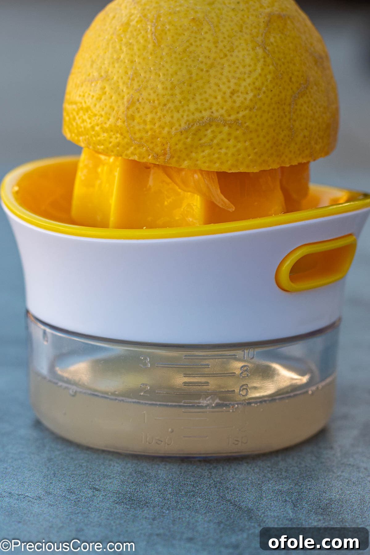Sweet Citrus Soother 5 Fresh lemon juice squeezed with a lemon squeezer.