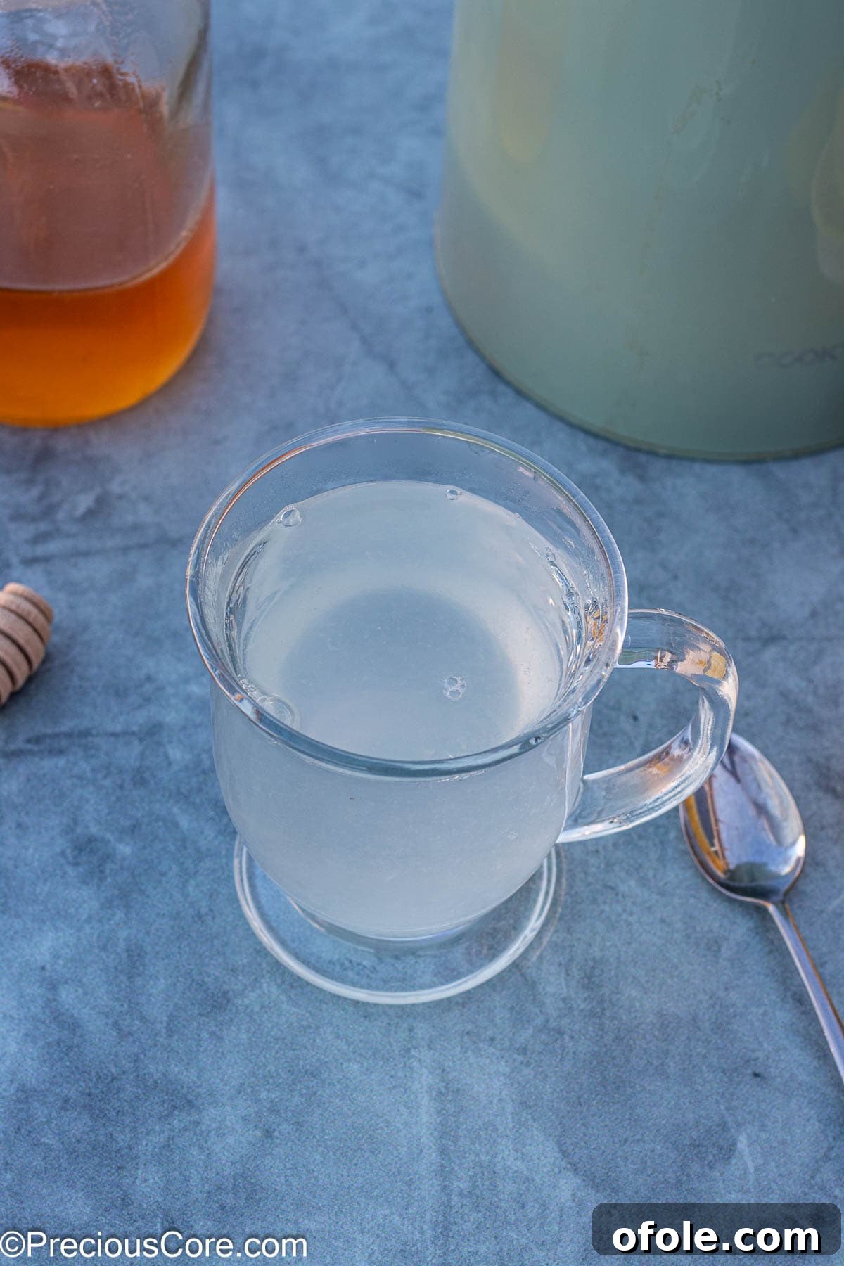 Sweet Citrus Soother 6 Mug containing lemon juice and water.