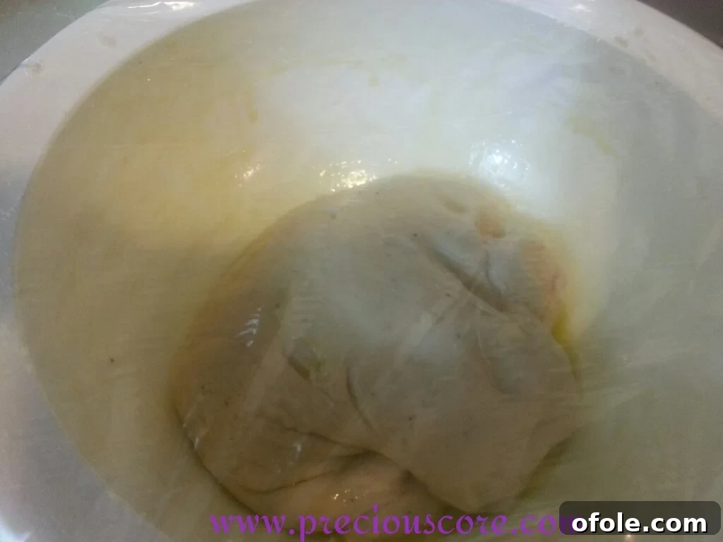 Double Cover for Optimal Dough Rising Mixing bowl with dough covered with a kitchen towel