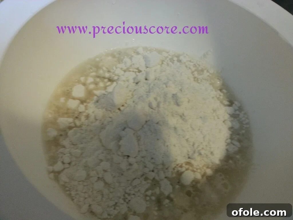 Dry Ingredients Perfectly Blended Mixing flour, sugar, salt, nutmeg, and milk powder for Kumba Bread
