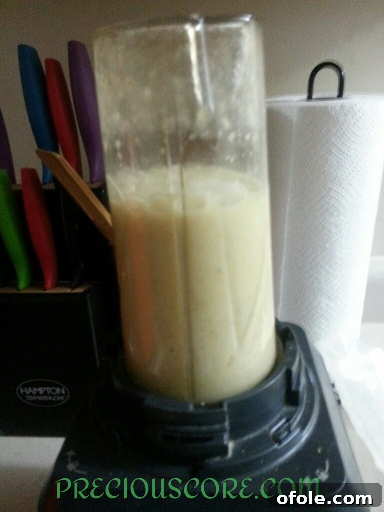 Mashed bananas ready for blending