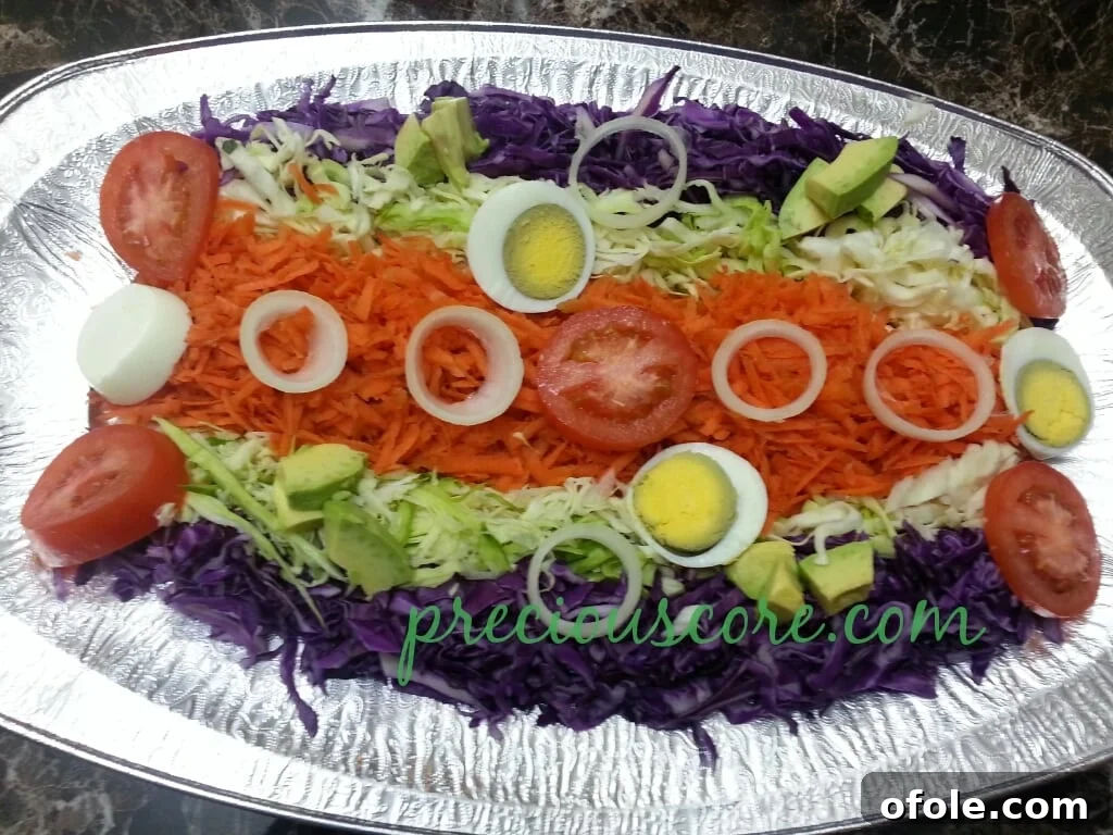 Authentic Cameroon Cabbage Salad Recipe Completed Cameroonian Cabbage Salad, a colorful and fresh dish.