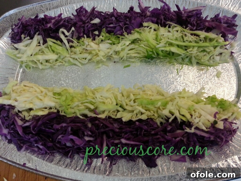 Vibrant Cameroon Salad with Authentic Dressing 4 Shredded carrots being added to the salad base.