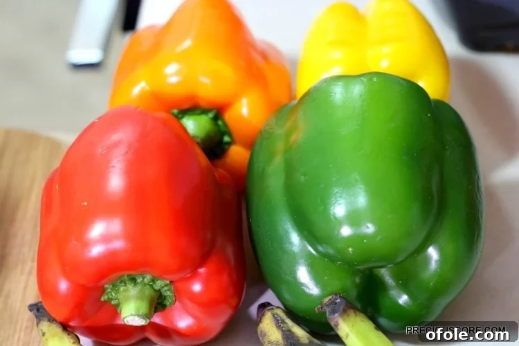Ultimate Poulet DG Recipe 10 Red, green, orange, and yellow bell pepper.