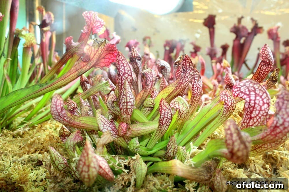 carnivorous plants at como conservatory, pitcher plants with insects