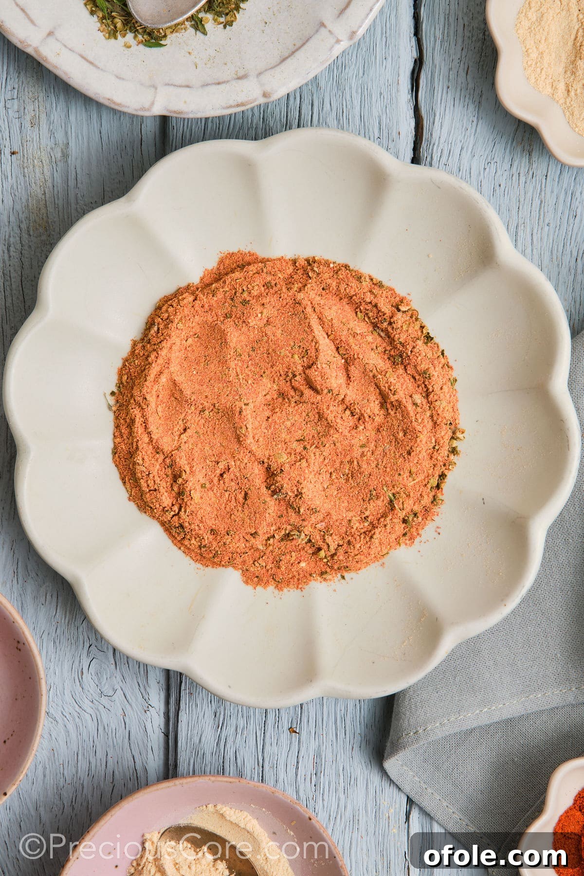 Cajun Flavor Hacks 4 A close-up of a perfectly blended Cajun seasoning mix on a plate, ready for use.