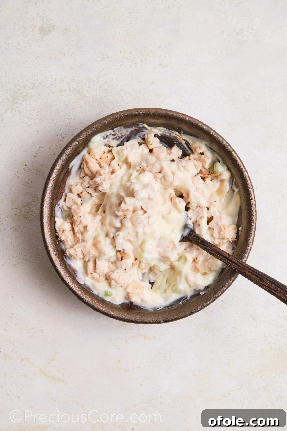 Creamy Chicken Sensation 11 Chicken Mayonnaise Sandwich filling in a bowl.