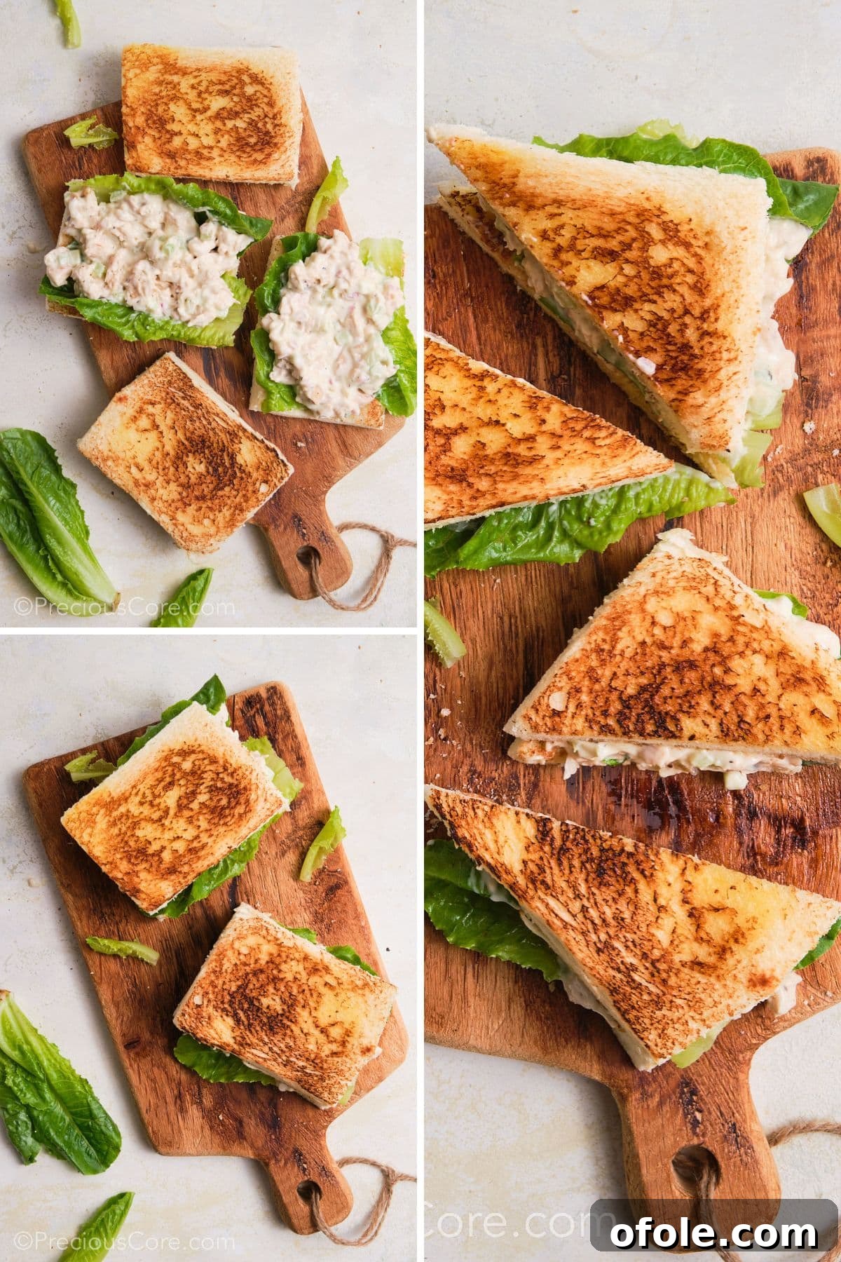 Creamy Chicken Sensation 13 Assembling chicken mayonnaise sandwiches with lettuce.