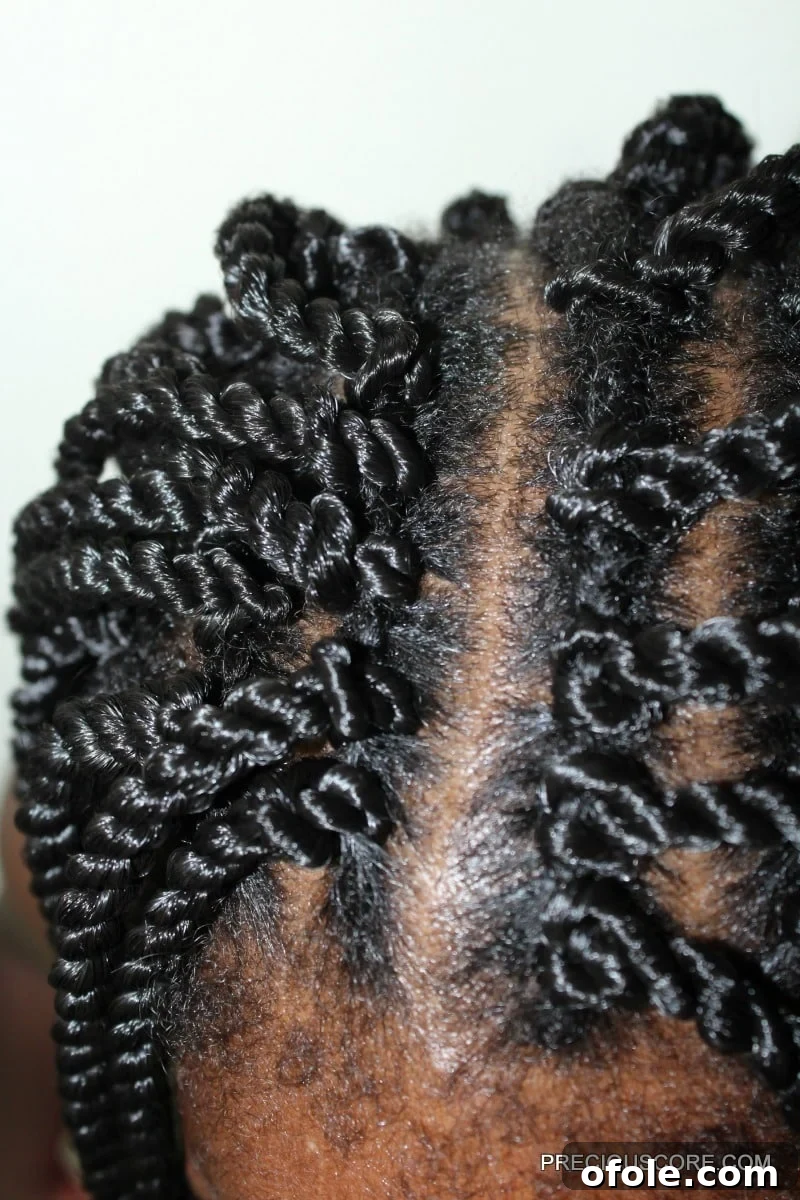 Close-up of unraveled crochet twists, showing the added volume and fluffy texture achieved by loosening the ends
