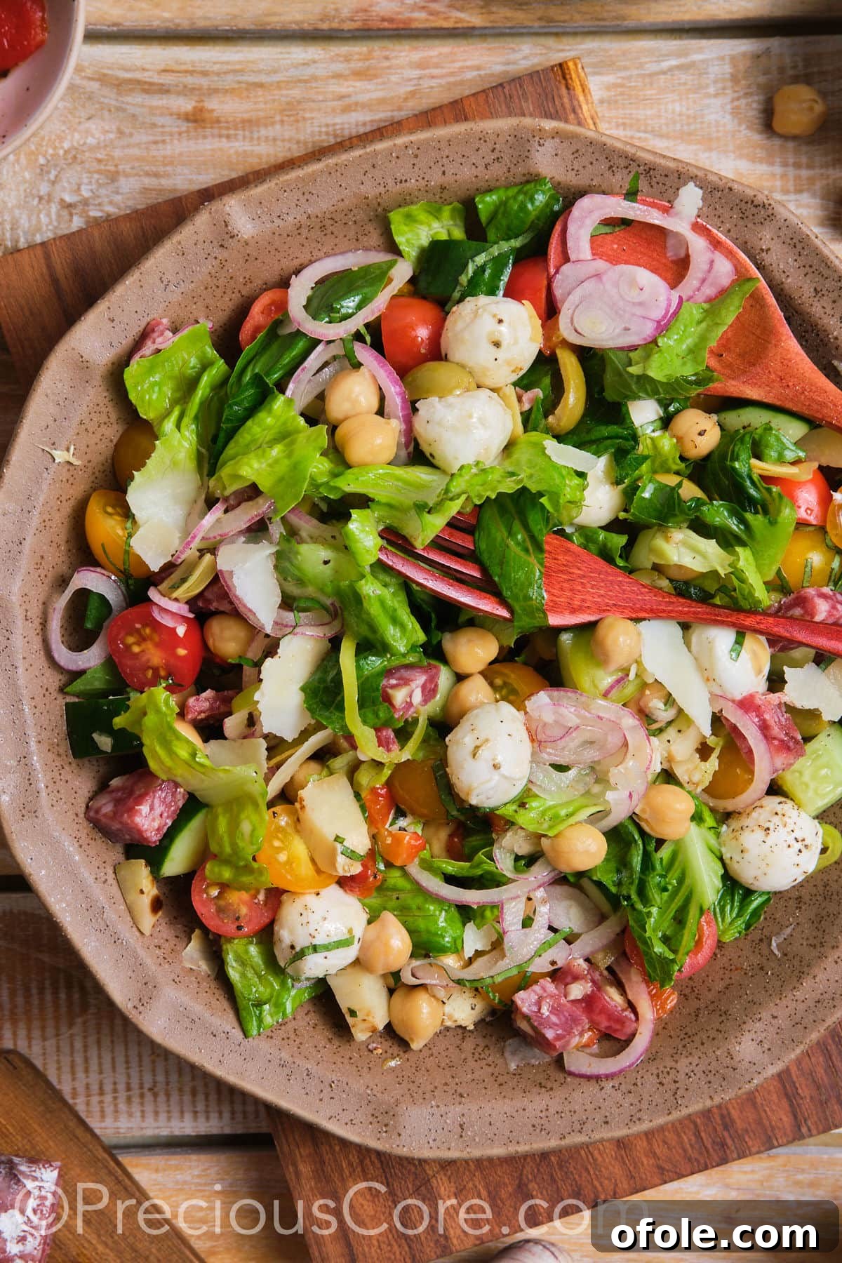 Antipasto Chopped Salad 2 A bowl of Italian chopped salad with vibrant ingredients.