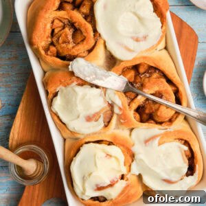 Cinnamon Rolls filled with apple pie filling.