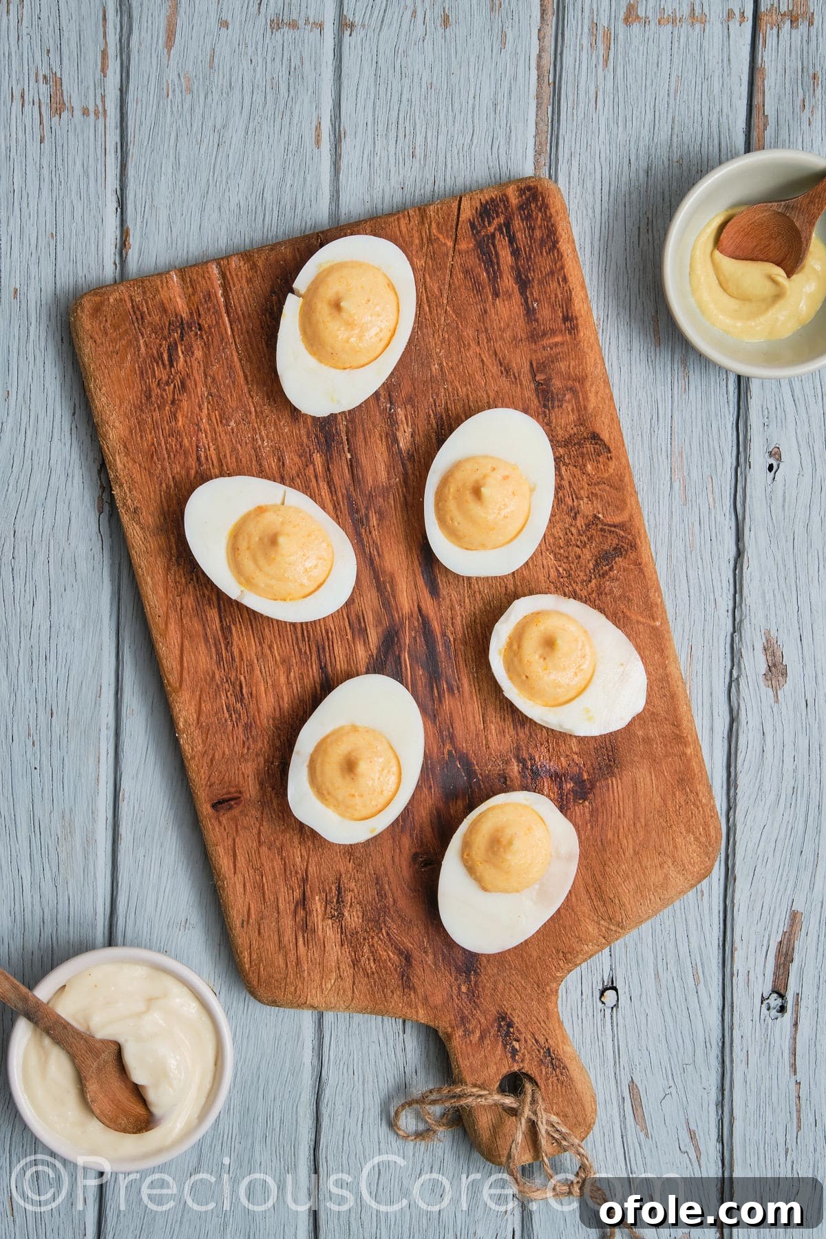 Cajun Shrimp Deviled Eggs 20 egg halves filled with egg yolk mixture.