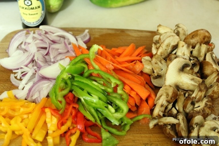 Chopped Vegetables Ready for Stir Fry