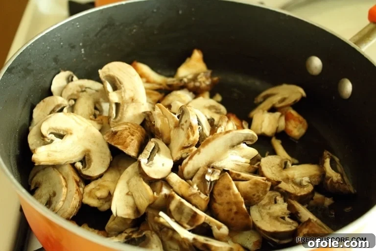 Mushrooms, Soy Sauce, Ginger, Garlic Cooking Together
