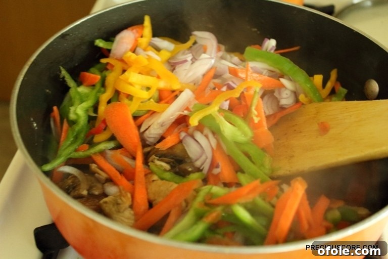 All Vegetables and Chicken Mixed in the Pan