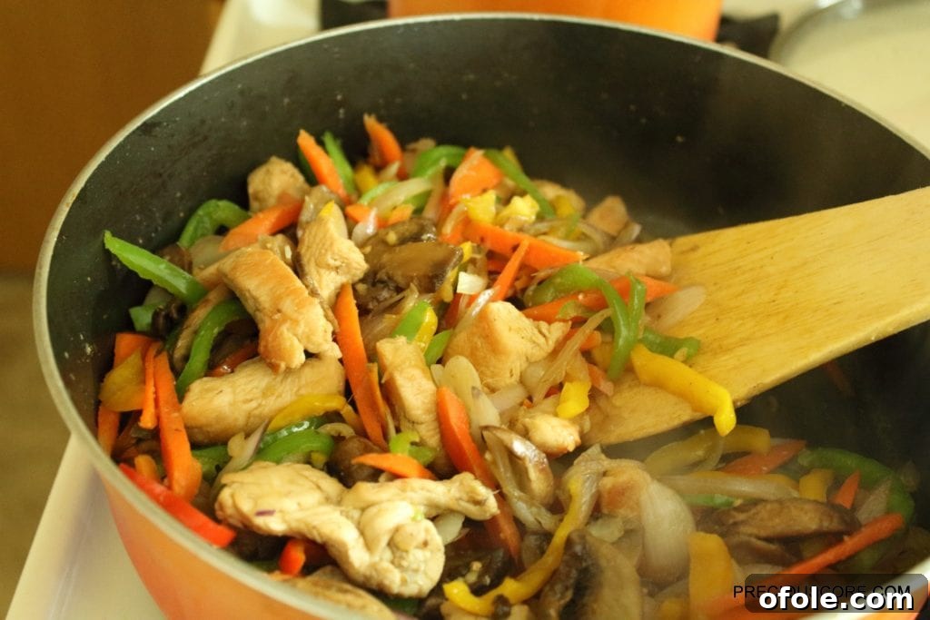 Finished Chicken Stir Fry in the Pan