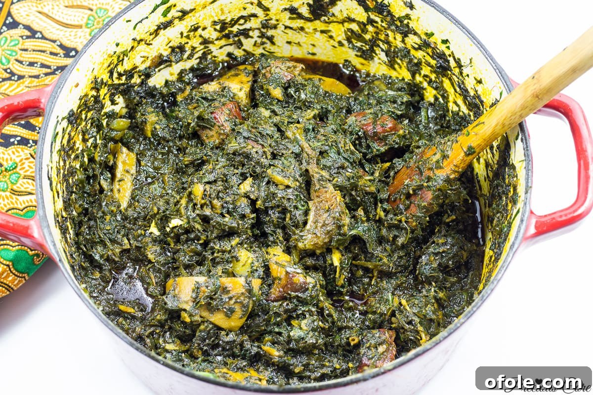 ERU Recipe: A Visual Guide 2 Delicious Eru recipe from PreciousCore.com showcasing a large pot of the stew