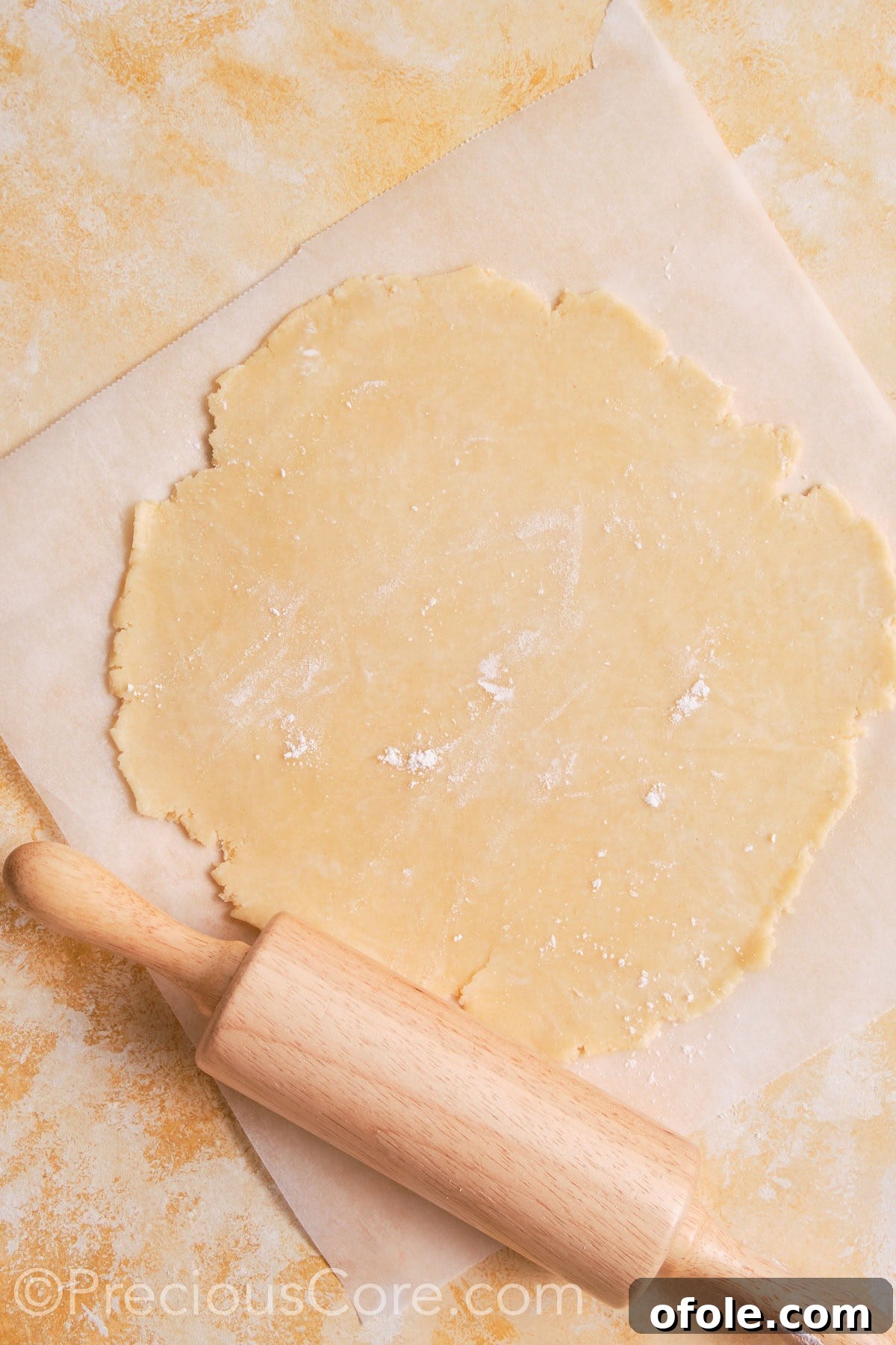 Creamy Pumpkin Pie Without Evaporated Milk 13 Homemade pie dough, perfectly rolled out into a circular shape on a lightly floured surface, ready for transfer to a pie dish.