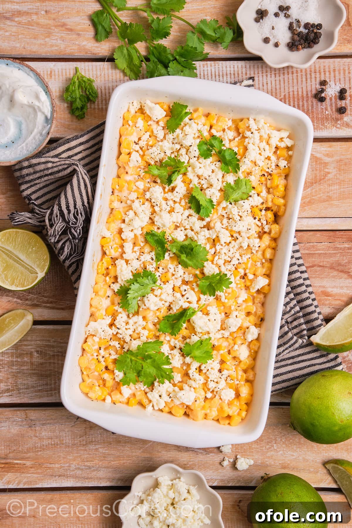 Fiesta Street Corn Bake 8 The fully baked and garnished street corn casserole, adorned with fresh cilantro and ready to be served, a truly inviting sight.
