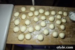 Dough formed into balls