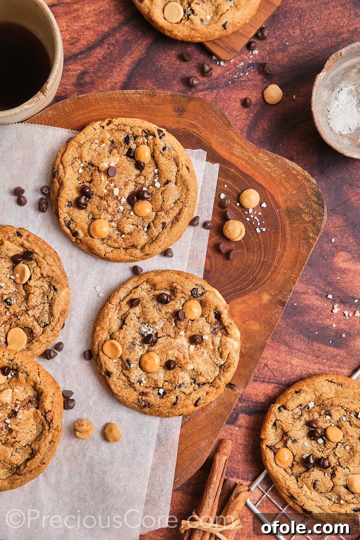 Top view image of Chocolate Chip Butterscotch Chip Cookies