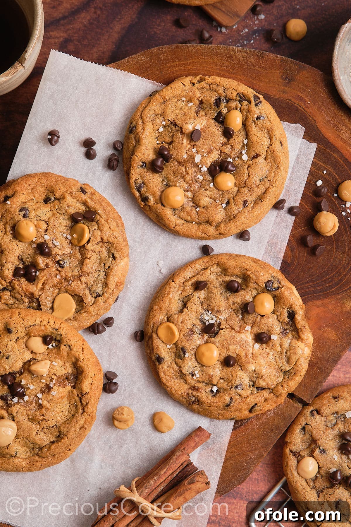 Cookies with melty butterscotch chips, chocolate chips and sea salt.