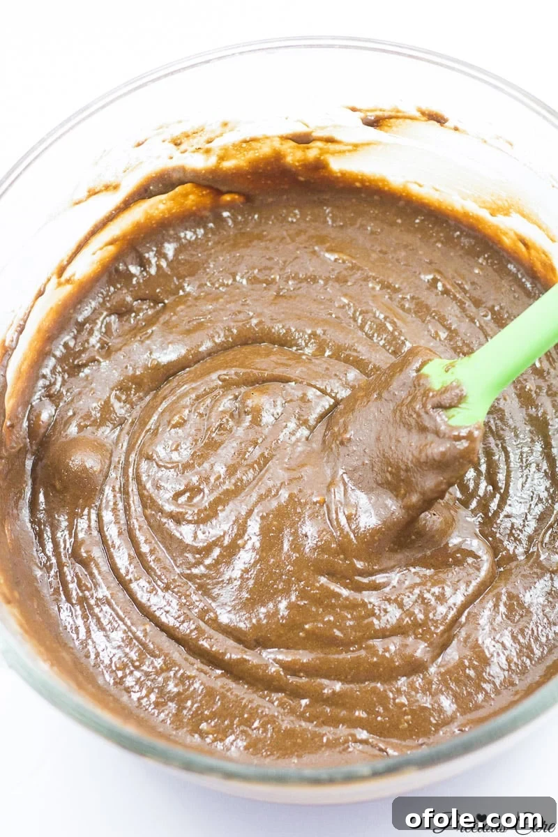 Timeless Chocolate Delight 7 Mixing Chocolate Cake Batter with a Spatula