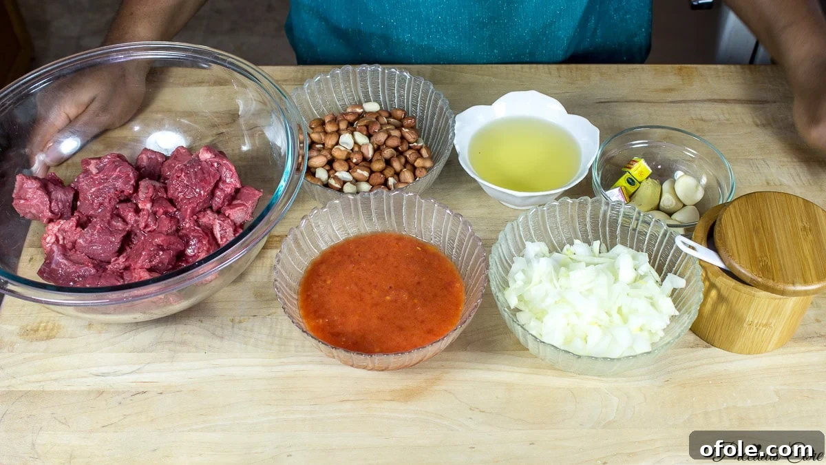 Essential ingredients for making delicious groundnut soup