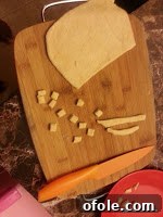 Dough cut into square Chin Chin shapes