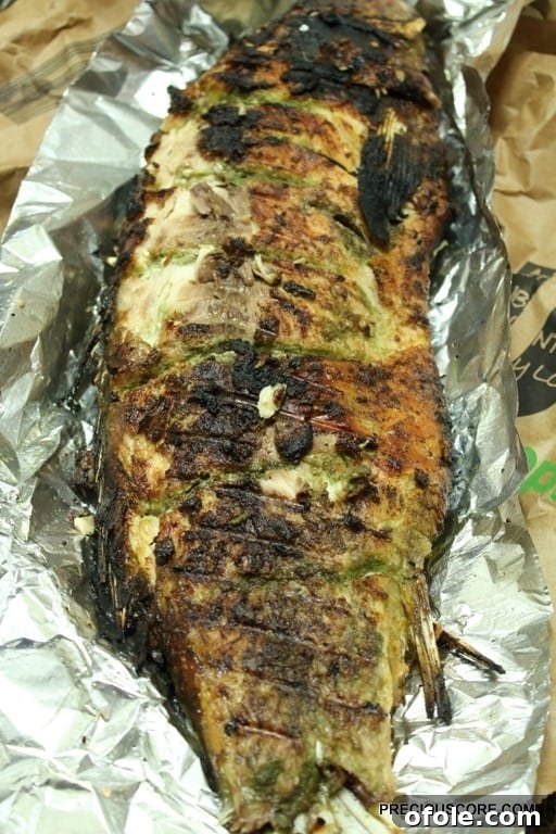 Grilled fish, direct heat