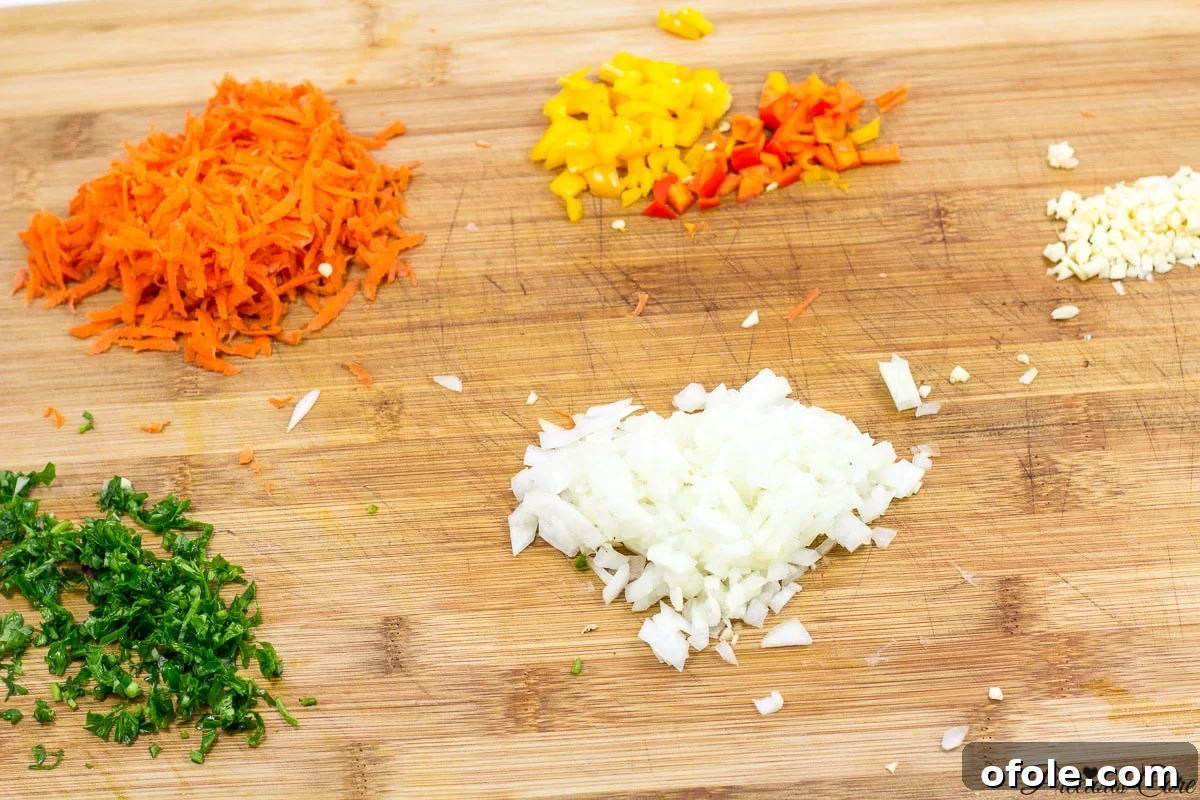 Prepared vegetables for the sardine fish roll filling