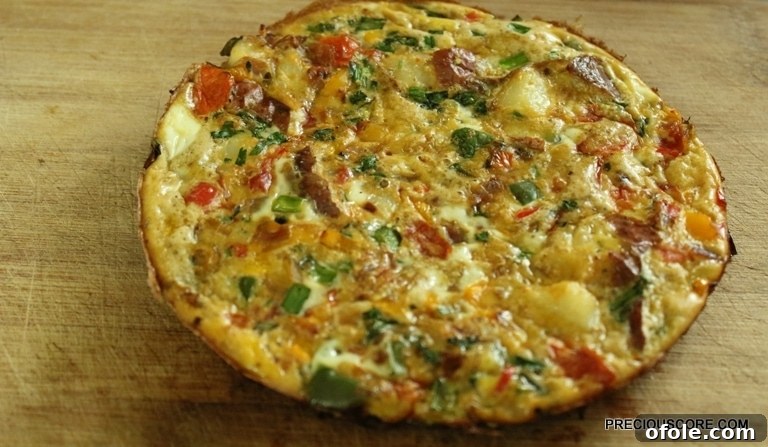 Hearty Breakfast Frittata 13 Frittata cut into neat wedges on a cutting board