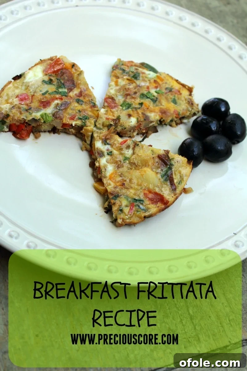 Hearty Breakfast Frittata 15 A full frittata, beautifully presented, ready to be sliced and served.