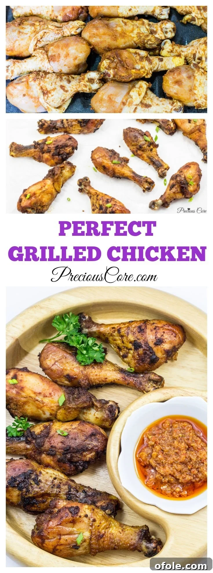 Perfect grilled chicken made in the oven, served with a side dish on a vibrant plate. A top-down shot showing the delicious meal.