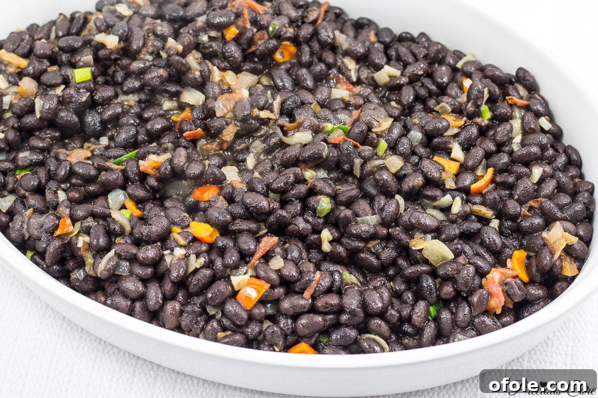 Deliciously cooked black beans, a savory side dish or main course